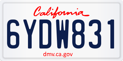 CA license plate 6YDW831