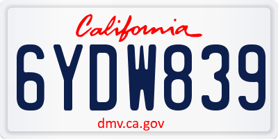 CA license plate 6YDW839