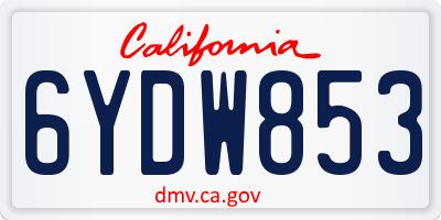 CA license plate 6YDW853
