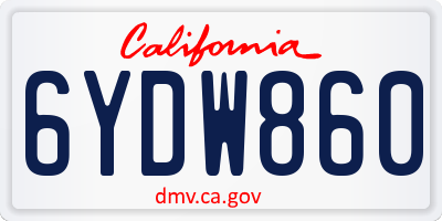 CA license plate 6YDW860