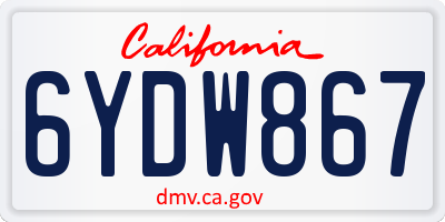 CA license plate 6YDW867