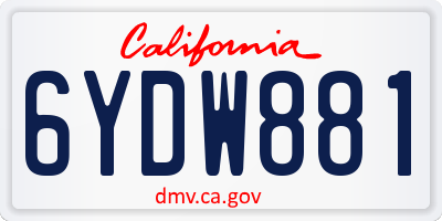 CA license plate 6YDW881