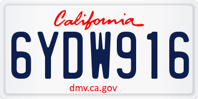 CA license plate 6YDW916