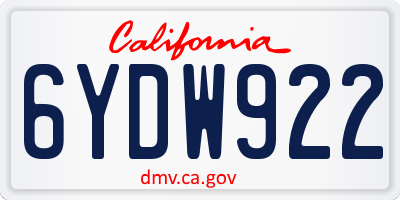 CA license plate 6YDW922