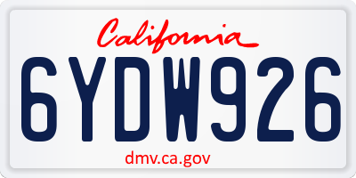 CA license plate 6YDW926