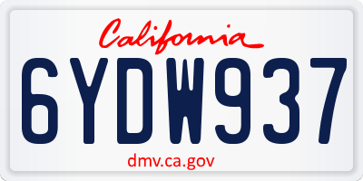 CA license plate 6YDW937