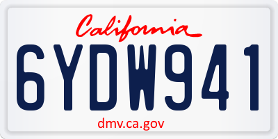 CA license plate 6YDW941