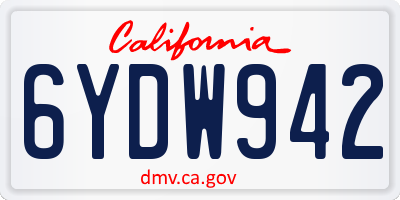 CA license plate 6YDW942