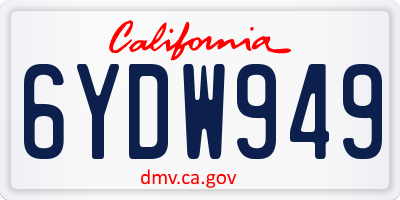 CA license plate 6YDW949