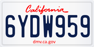 CA license plate 6YDW959