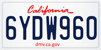 CA license plate 6YDW960
