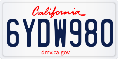 CA license plate 6YDW980