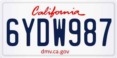CA license plate 6YDW987