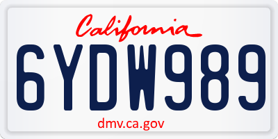 CA license plate 6YDW989