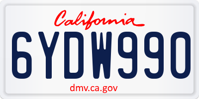 CA license plate 6YDW990