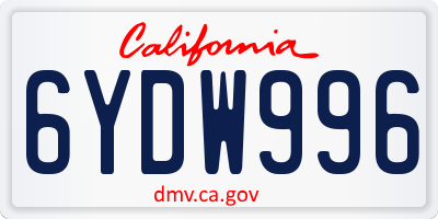 CA license plate 6YDW996