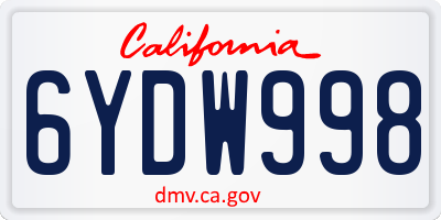CA license plate 6YDW998