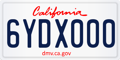 CA license plate 6YDX000