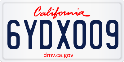 CA license plate 6YDX009