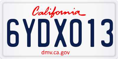 CA license plate 6YDX013