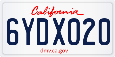 CA license plate 6YDX020