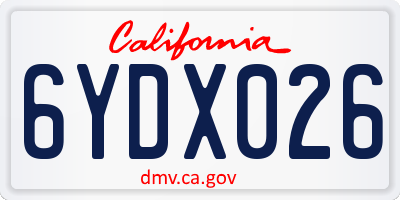 CA license plate 6YDX026