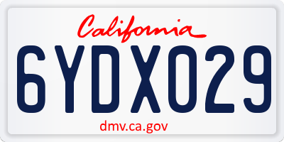 CA license plate 6YDX029