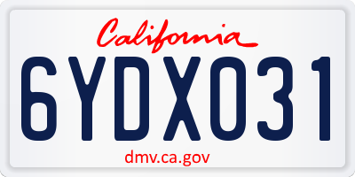 CA license plate 6YDX031