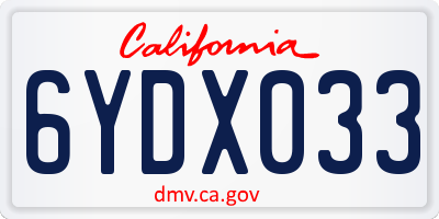 CA license plate 6YDX033