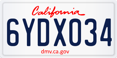 CA license plate 6YDX034