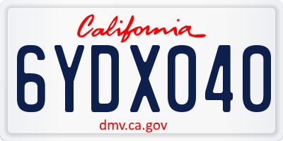 CA license plate 6YDX040