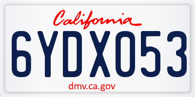 CA license plate 6YDX053