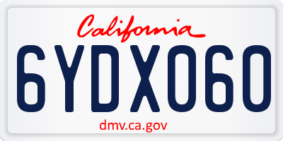 CA license plate 6YDX060