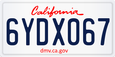 CA license plate 6YDX067