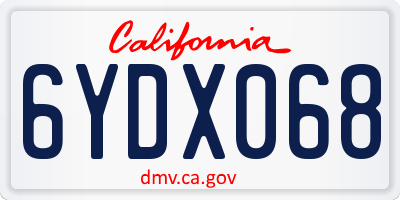 CA license plate 6YDX068