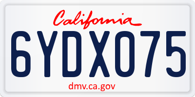 CA license plate 6YDX075