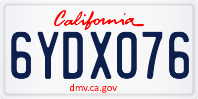 CA license plate 6YDX076