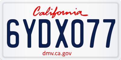 CA license plate 6YDX077