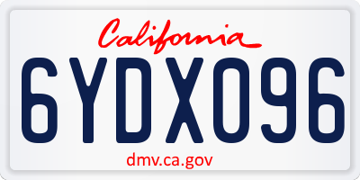 CA license plate 6YDX096