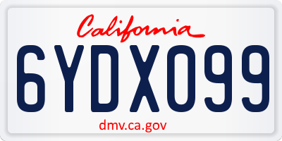 CA license plate 6YDX099