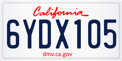 CA license plate 6YDX105