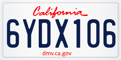 CA license plate 6YDX106