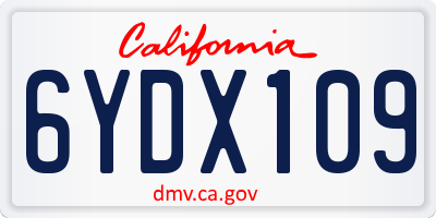 CA license plate 6YDX109