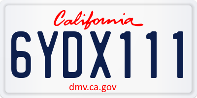 CA license plate 6YDX111