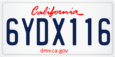 CA license plate 6YDX116