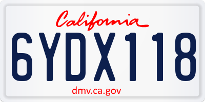 CA license plate 6YDX118