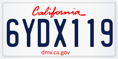 CA license plate 6YDX119
