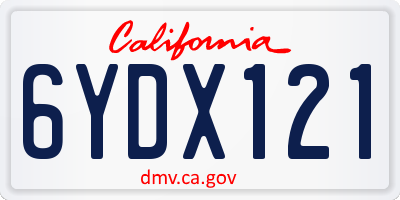 CA license plate 6YDX121