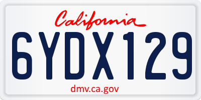 CA license plate 6YDX129