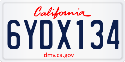CA license plate 6YDX134